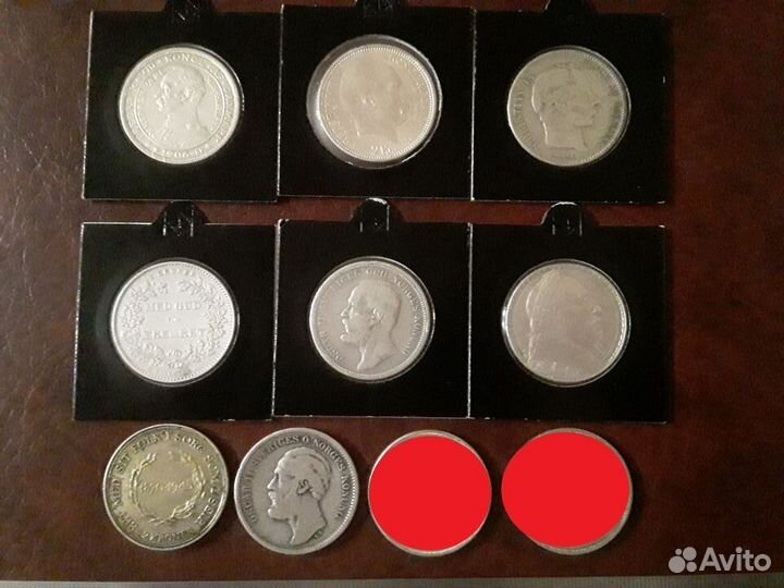 Монеты 2 кроны Швеции и Дании 1875-1945г. Серебро