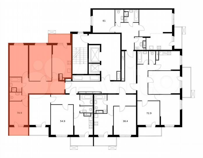 3-к. квартира, 78,9 м², 3/25 эт.