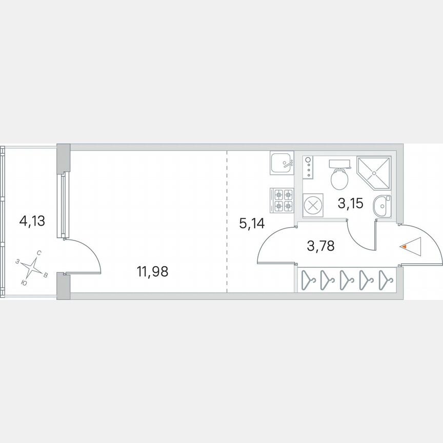 Квартира-студия, 25,3 м², 1/4 эт.