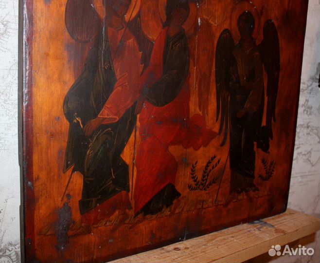 Старинная икона Троица 60*48 живопись