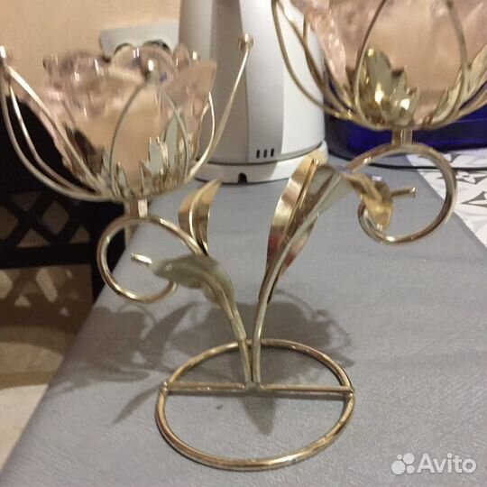 Хромированный подсвечник двухрожквый