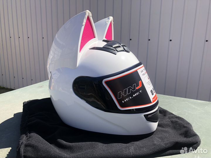 HNJ white шлем кошка для девочек