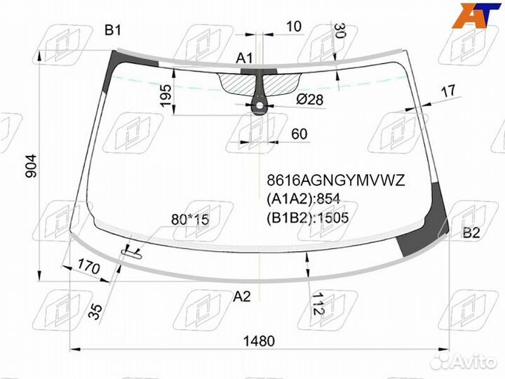 Audi A3 2013- серая полоса, датчик дождя VIN, молдинг стекла fuyao FYG 8616agngymvwz-FYG