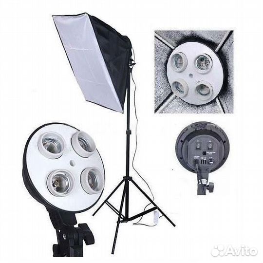 Набор осветитель 4х ламповый, софтбокс, стойка