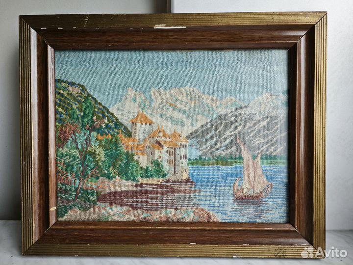Картина вышивка винтаж 50-х