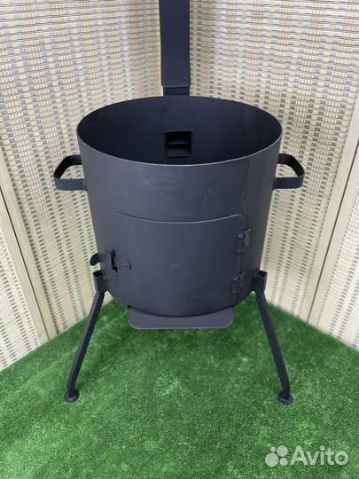 Казан чугунный 6л с печкой + шумовка и специи