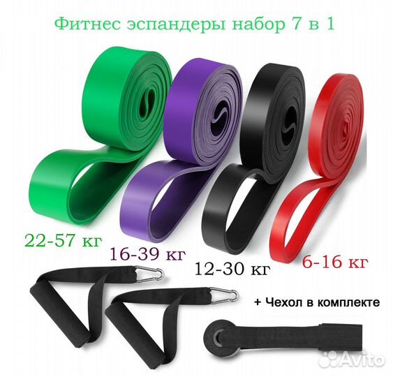 Фитнес ленты - экспандеры набор 7 в 1