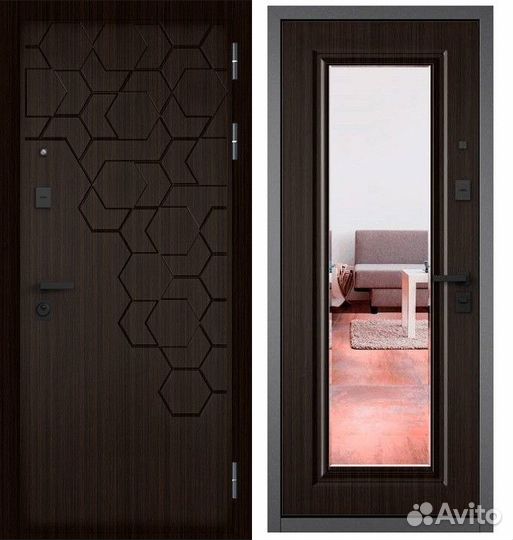 Дверь входная металлическая с зеркалом