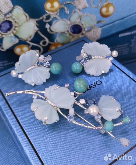 Серьги и брошь Roberto bravo, серебро