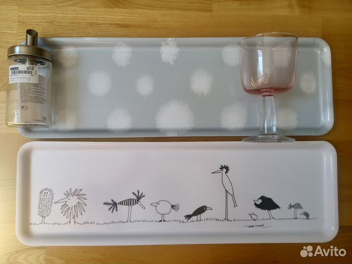 IKEA серый поднос, фужер
