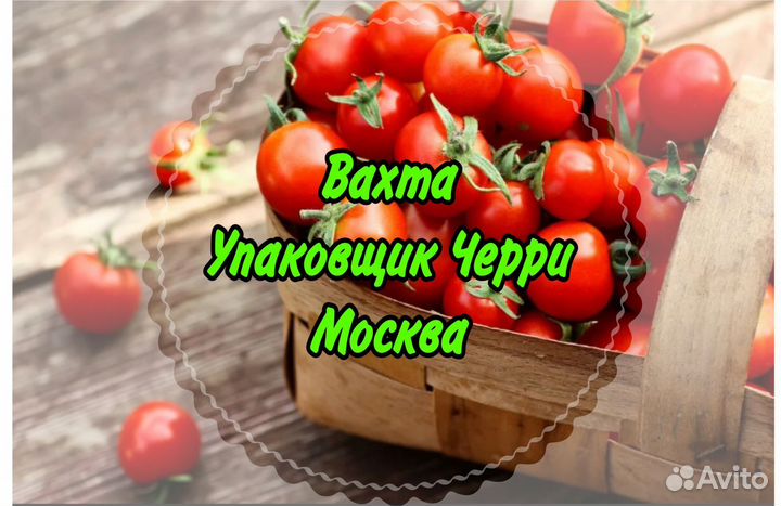 Вахта в Москве Упаковщики Томатов Черри mcdonаld’s