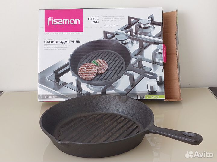 Чугунная сковорода-гриль Fissman Grill Pan 26х5 см