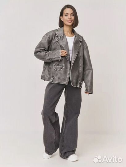 Кожаная куртка косуха оверсайз