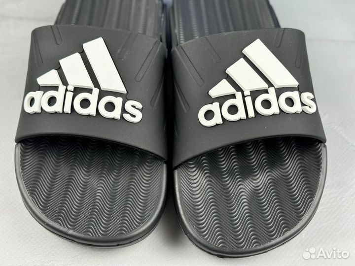 Мужские шлёпки сланцы Adidas летние чёрные