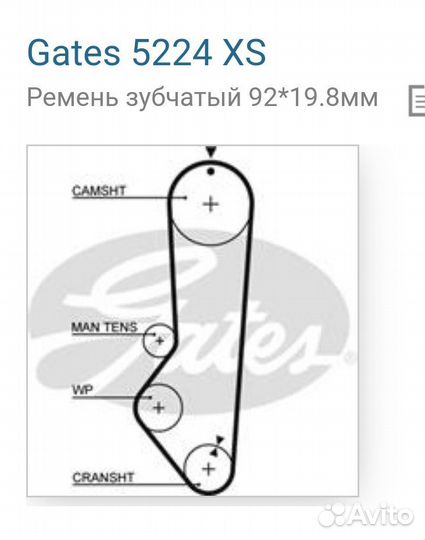 Ремень грм Gates 5224XS для ford