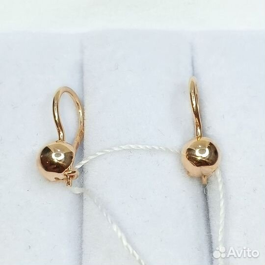 Новые золотые серьги Шары 585 пробы