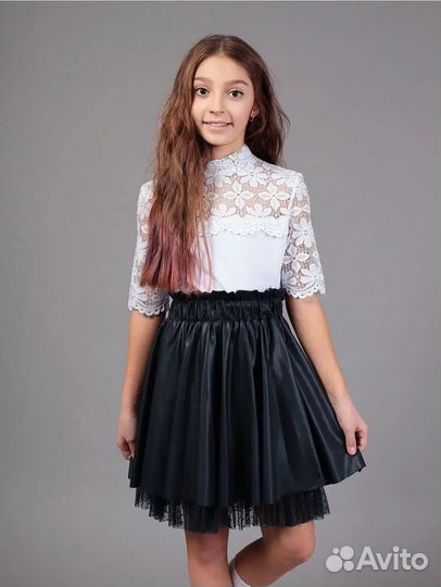 Блузка школьная для девочки, рост 122 - 128
