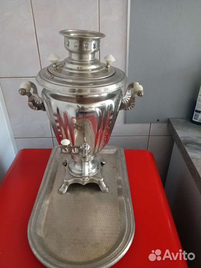 Самовар электрический СССР с подносом