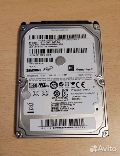 Жесткий диск HDD Samsung ST1000LM024 1Tb