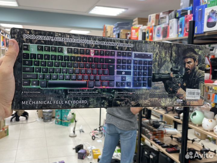 Клавиатура проводная B15 с подсветкой чёрный