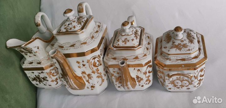 Антикварный сервиз 19 века, фарфор, Франция