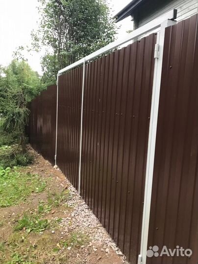 Бюджетный забор 20 м с воротами 4 м - под ключ