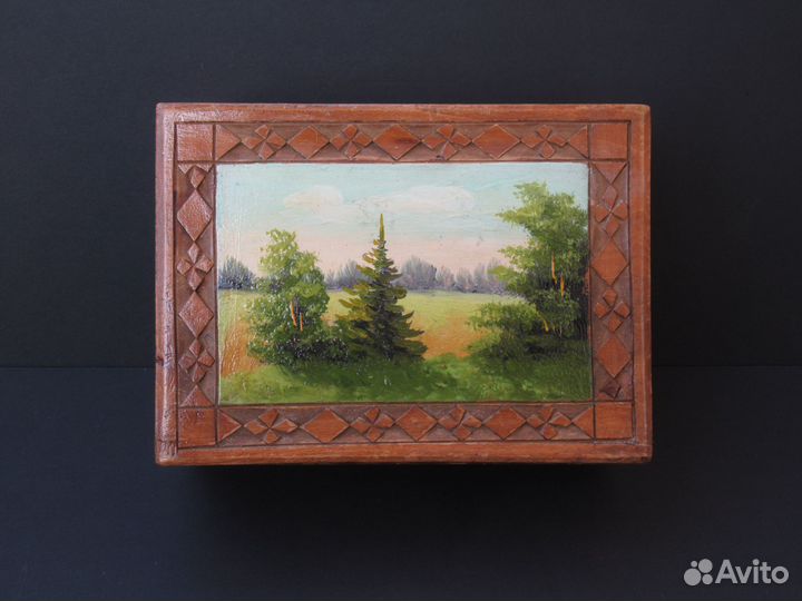 Шкатулка с пейзажем артель «Победа» 1950г