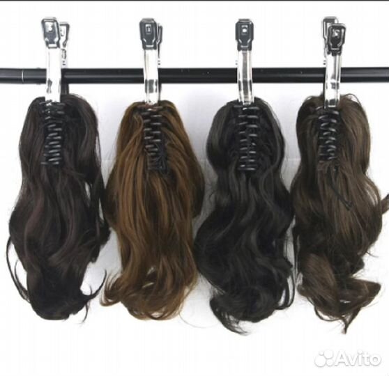 Хвосты шиньоны волосы на заколке «краб»