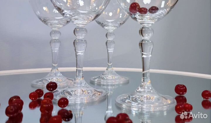Бокалы для вина хрусталь, Богемия, ваза для конфет