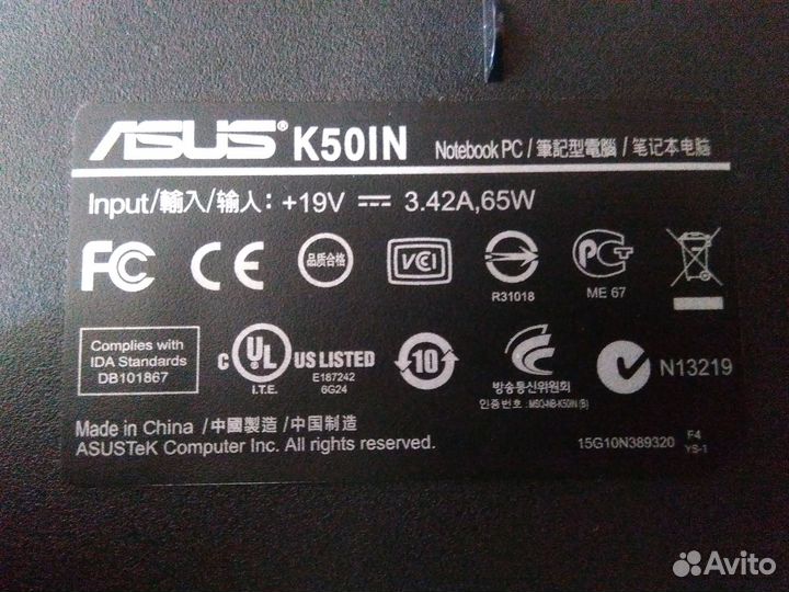 Ноутбук asus K50IN