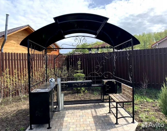 Мангал с крышей в стиле лофт / Кованый мангал