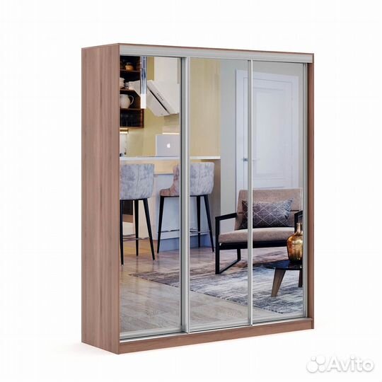 Шкаф-купе Версаль 3-202d ясень шимо темный прихожа