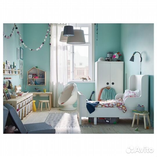 Детская раздвижная кровать икеа busunge 80х200