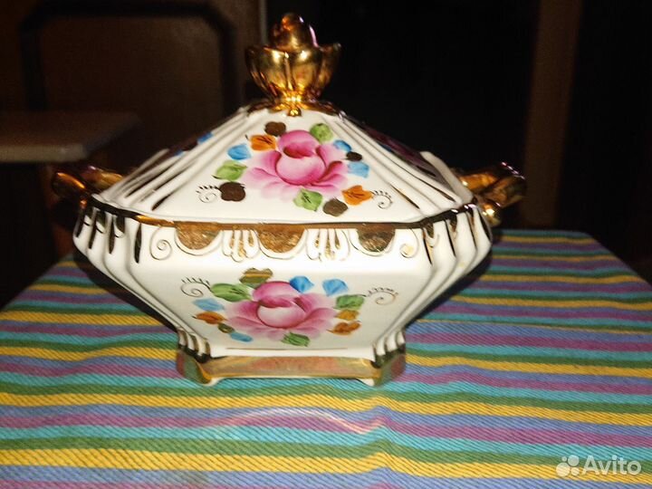 Сахарница розовая гжель