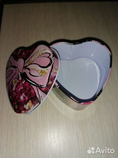 Шкатулка для украшений в форме сердца, метал,7*7*4