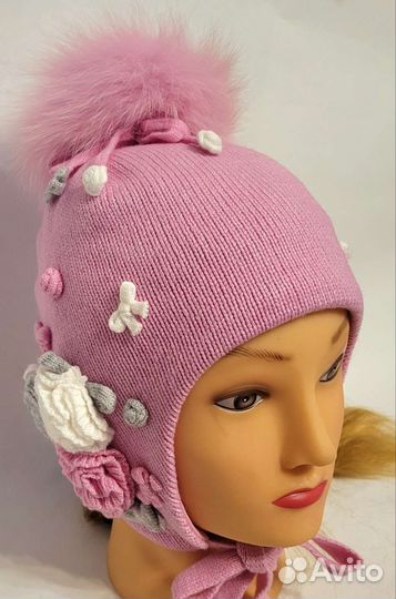 Шапка зимняя шерстяная для девочки чоби 52-54