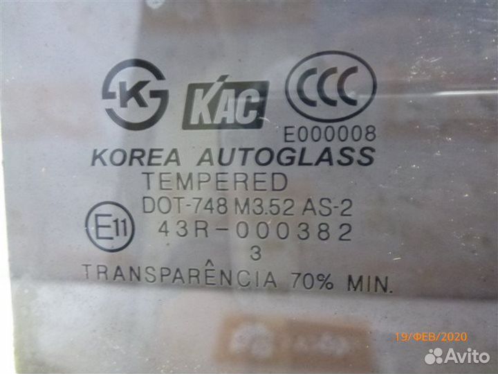 Стекло двери заднее правое Hyundai Santa Fe SM