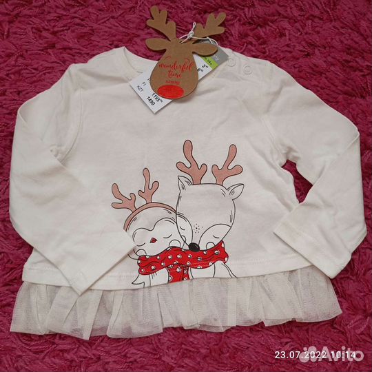 Лонгслив для девочки новый размер 68