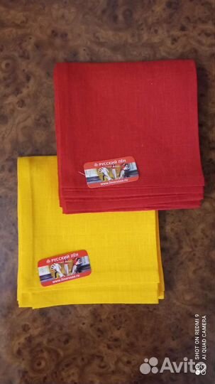 Салфетки льняные, новые, 12 штук