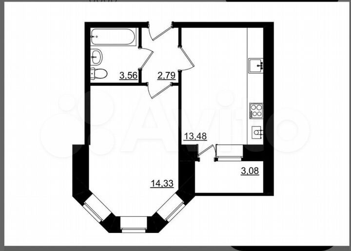 1-к. квартира, 35,7 м², 1/4 эт.