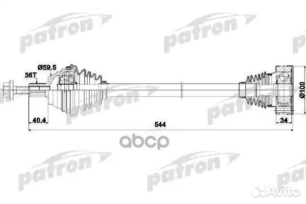 Полуось передняя левая 36x544x59.5 audi: A3 03