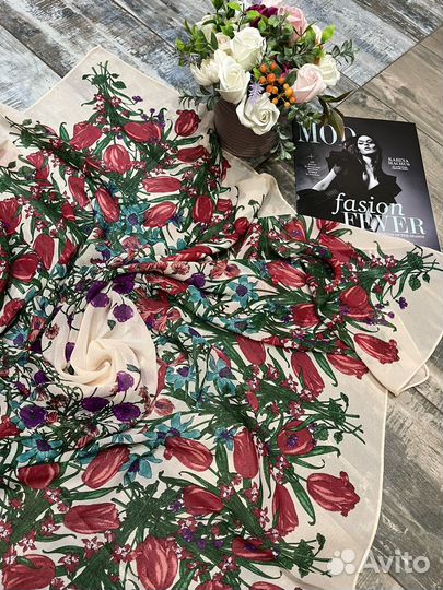 Шифоновый воздушный платок шаль gucci