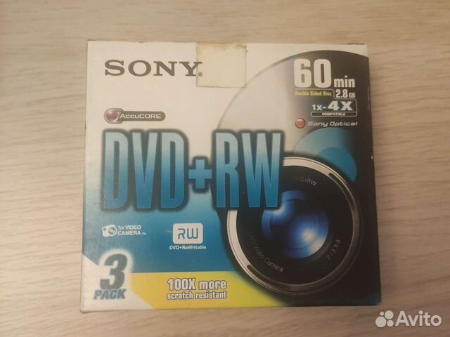 Диски Sony DVD+RW и DVD-RW 60 min для видеокамер