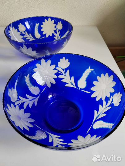 Ваза для фруктов, кувшин графин кобальтовое стекло