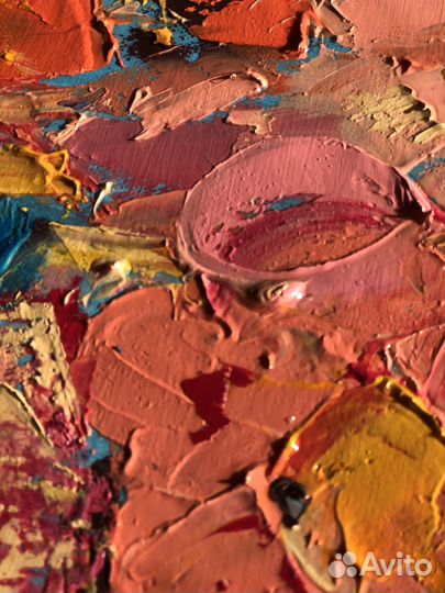 Картина маслом большая интерьерная цветы