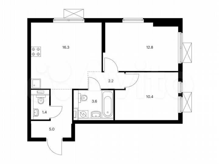 2-к. квартира, 51,7 м², 30/33 эт.