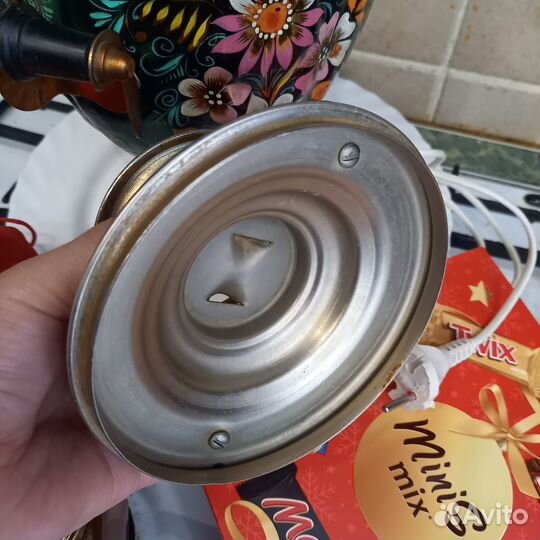 Самовар электрический 3л латунь роспись Палех СССР