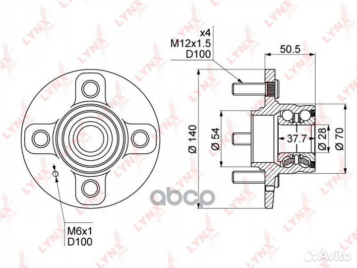 Ступица задн. в сборе без ABS WH-1115 lynxauto
