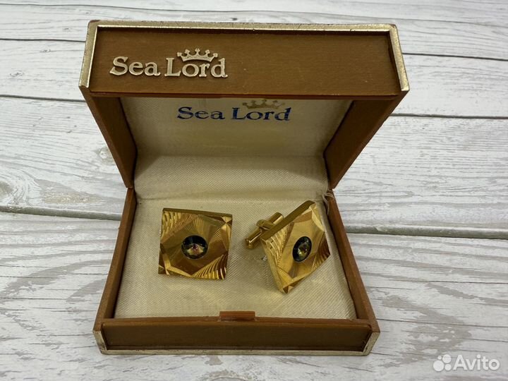 Запонки винтажные позолота Англия Sea lord