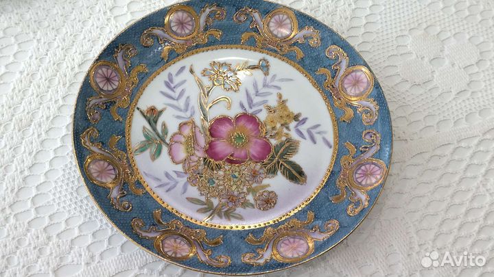 Тарелка Пион. Satsuma. Техника Мориажа